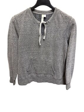 GreenTea Heather Grey Split Neck w/Tie Pullover Sweatshirt Sz XL